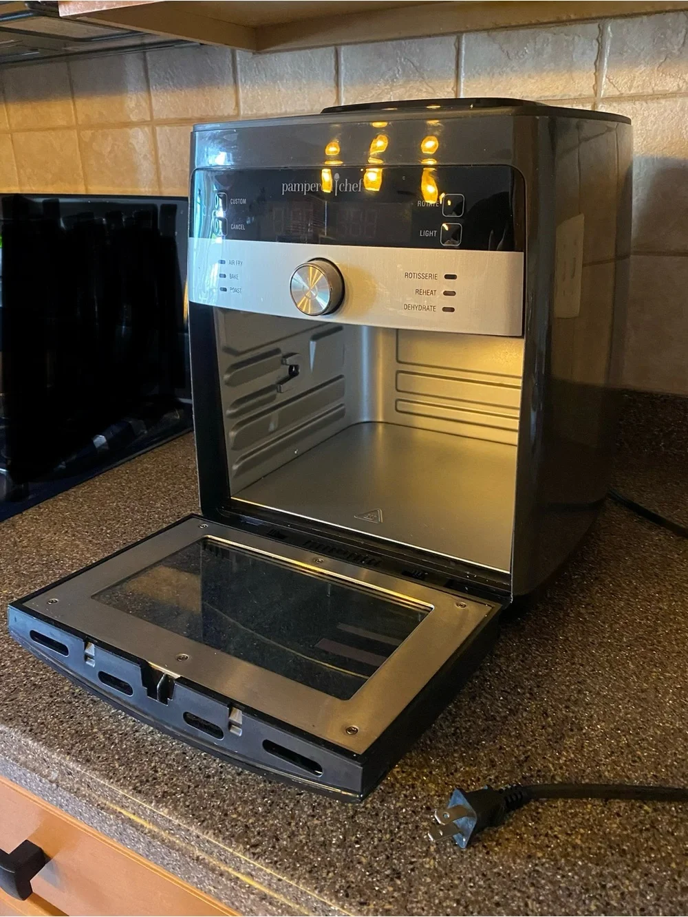 Pampered Chef Black and Silver Countertop Air Fryer Oven